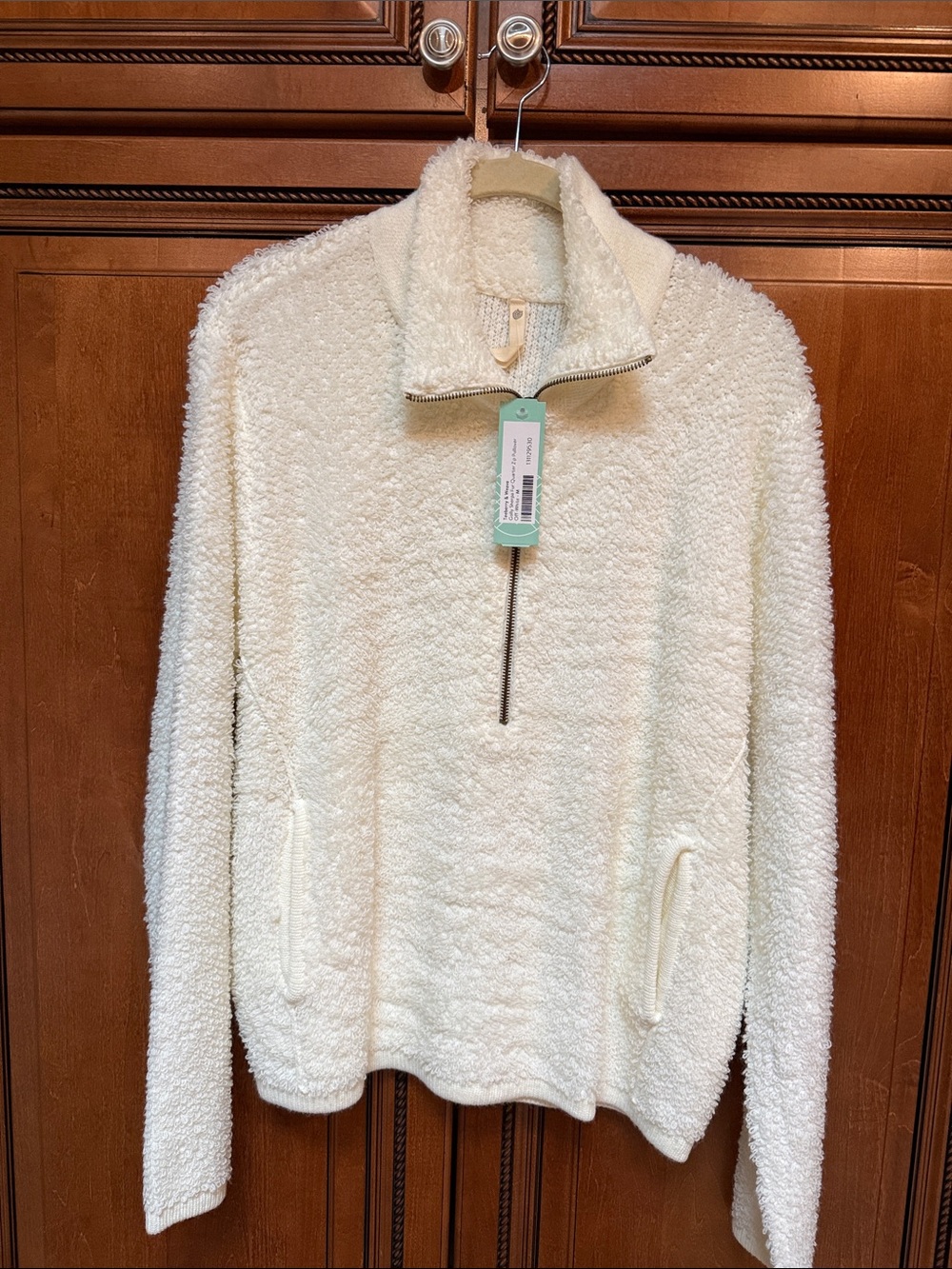 Cozy Cream Quarter-Zip Sherpa Pullover Sweater